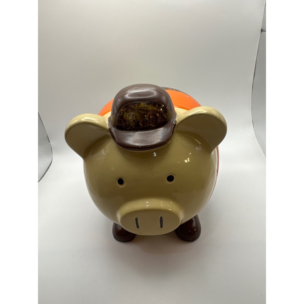 Starpoint Hunter Piggy Bank Ceramic Camouflage and Orange Safety‎ Vest Decor